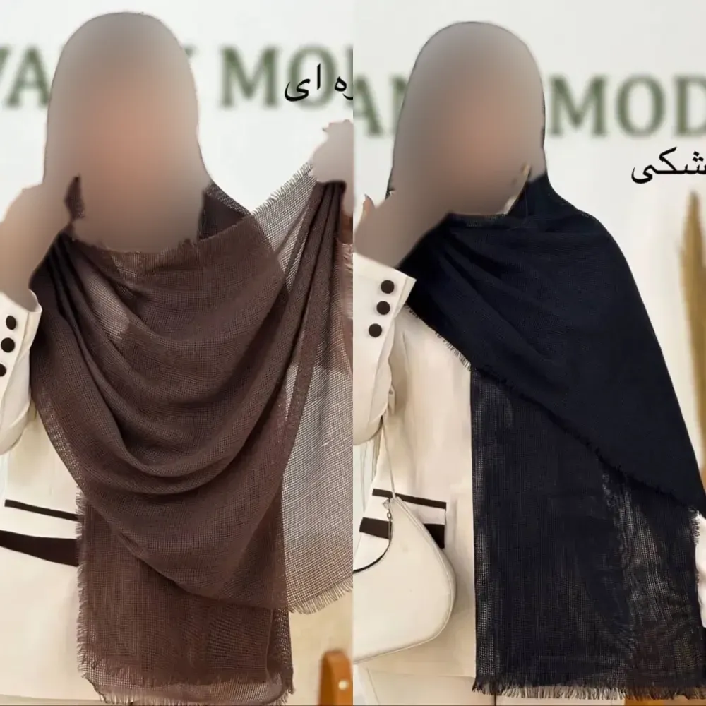 شال پلیسه لمه دار دور ریش ابعاد 175 در 75 سانتی متر