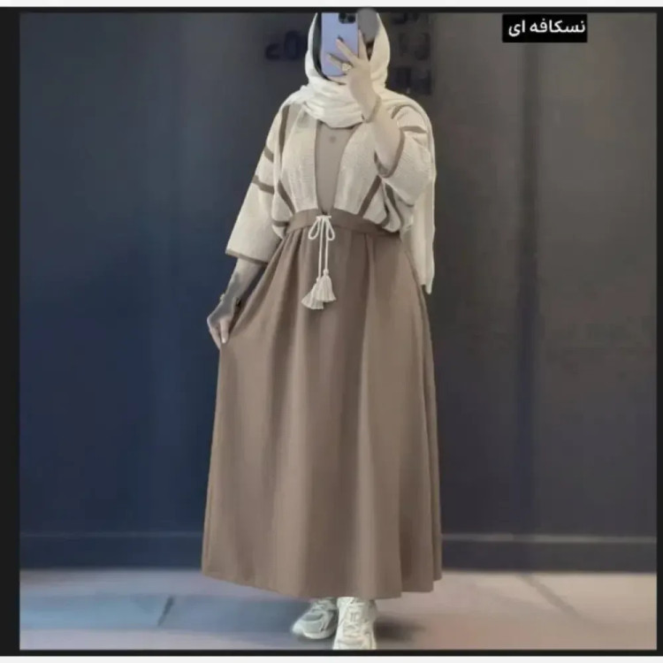 ست سارافون شانتون و کراپ لنین زنانه فری سایز 36 تا 46