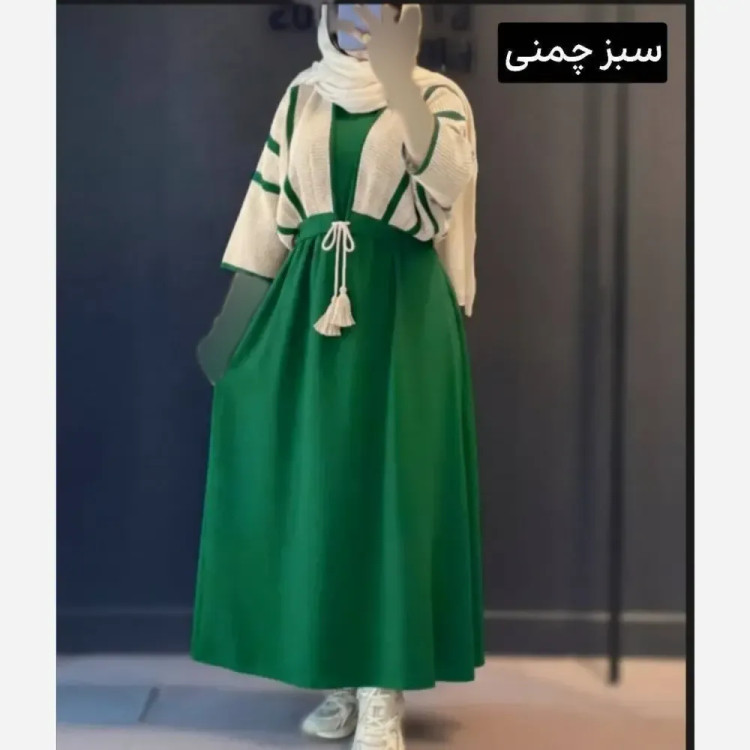 ست سارافون شانتون و کراپ لنین زنانه فری سایز 36 تا 46