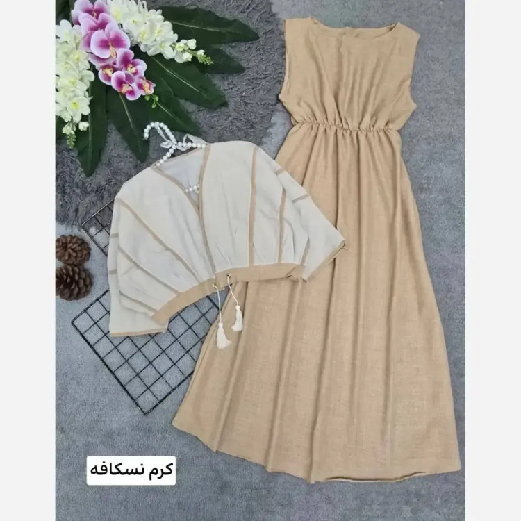 ست سارافون شانتون و کراپ لنین زنانه فری سایز 36 تا 46