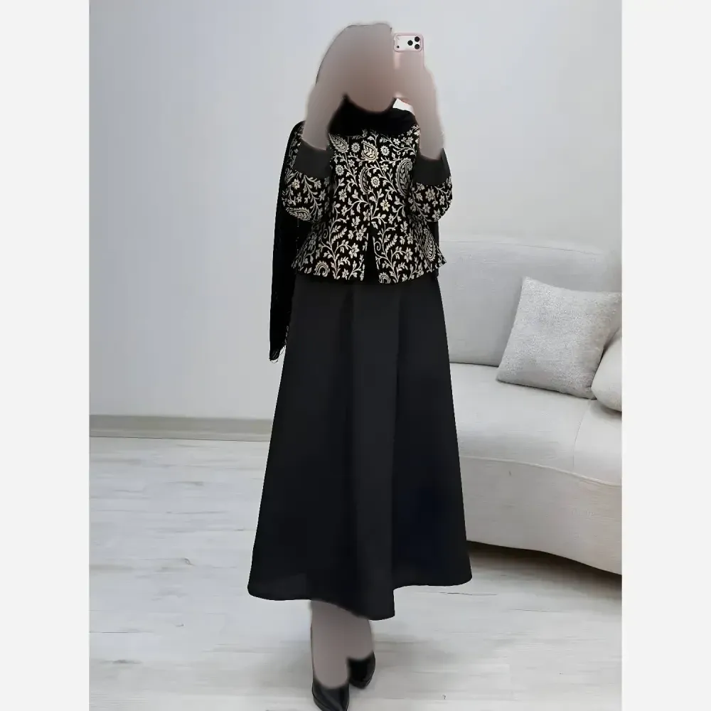 ست کت و سارافون زنانه مدل هما جنس پرشیا و تافته فری سایز 38 تا 46