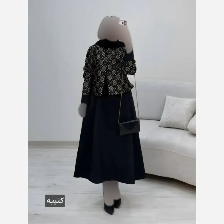 ست کت و سارافون زنانه مدل هما جنس پرشیا و تافته فری سایز 38 تا 46