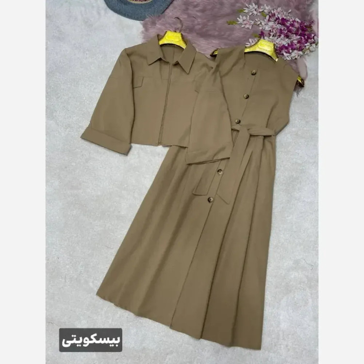 ست دوتیکه زنانه مدل خاتون جنس لنین فری سایز 38 تا 46