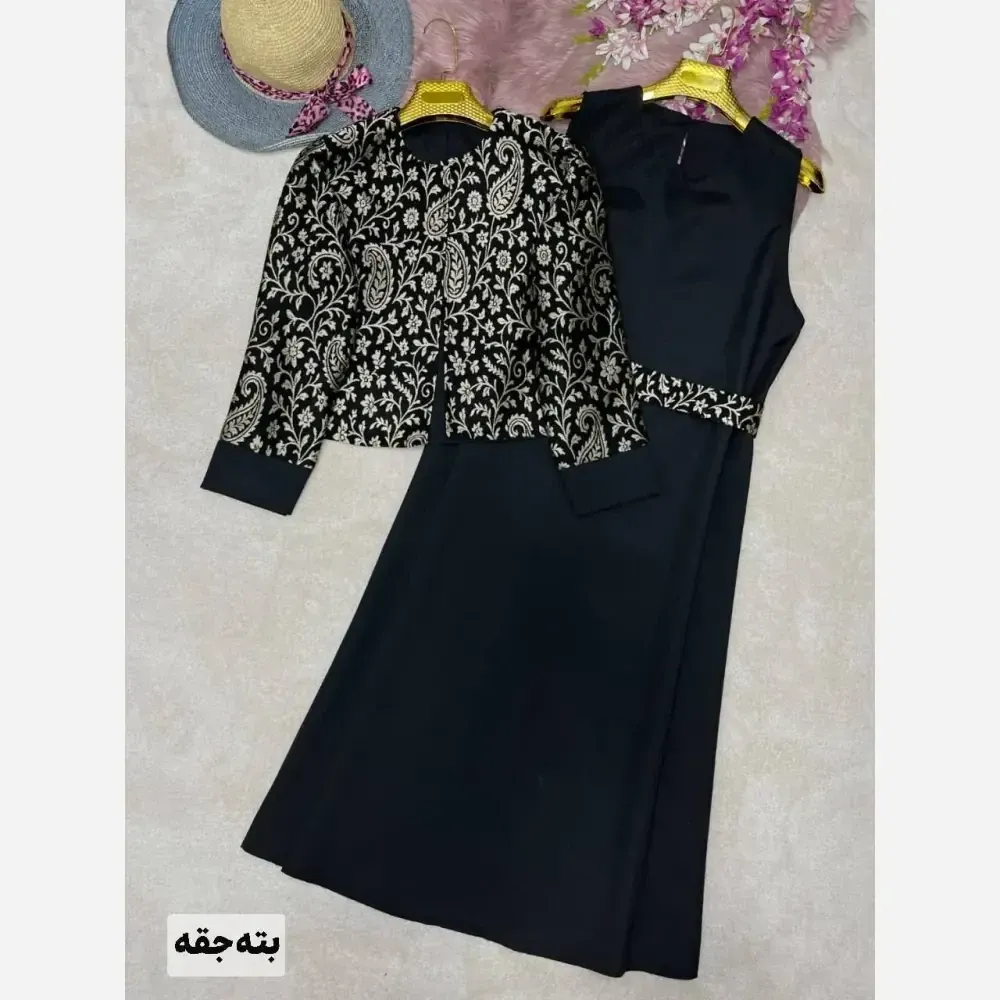 ست کت و سارافون زنانه مدل هما جنس پرشیا و تافته فری سایز 38 تا 46