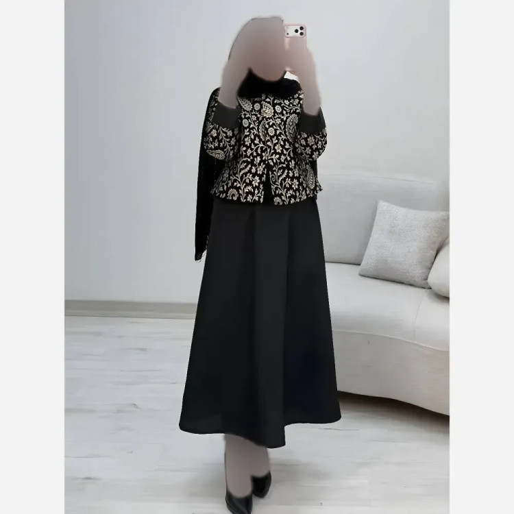 ست کت و سارافون زنانه مدل هما جنس پرشیا و تافته فری سایز 38 تا 46