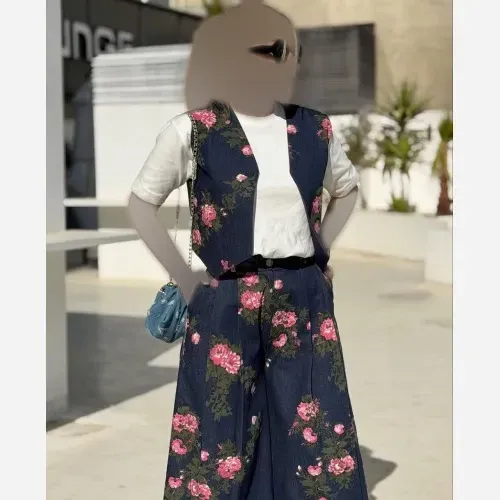 ست سه تیکه زنانه شامل وست و شلوار لینن کنفی به همراه شومیز یا تیشرت سایز 38 تا 48