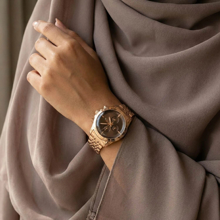 ساعت مچی زنانه سیکو طرح سه موتور صفحه مشکی رزگلد با تقویم و موتور ژاپن