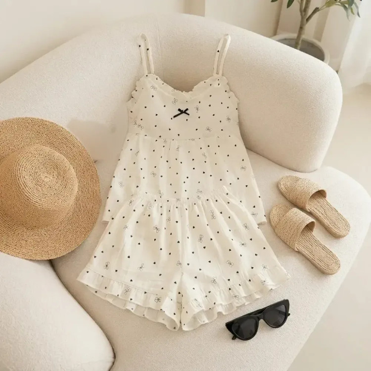 ست بلوز و شلوار زنانه پنبه موسلین وارداتی فری سایز مناسب تا 48