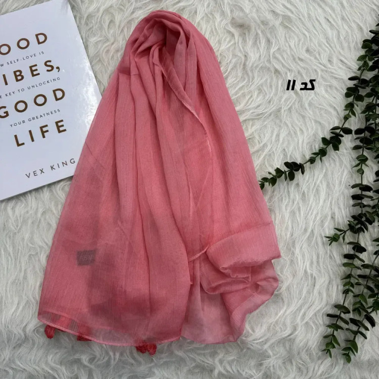 شال حریر ساده منگوله دار قواره بزرگ 185 در 80 سانتیمتر