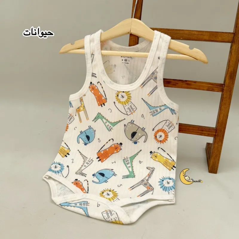 بادی رکابی زیردکمه نوزاد و کودک کوالا کیدز جنس نخ پنبه کبریتی
