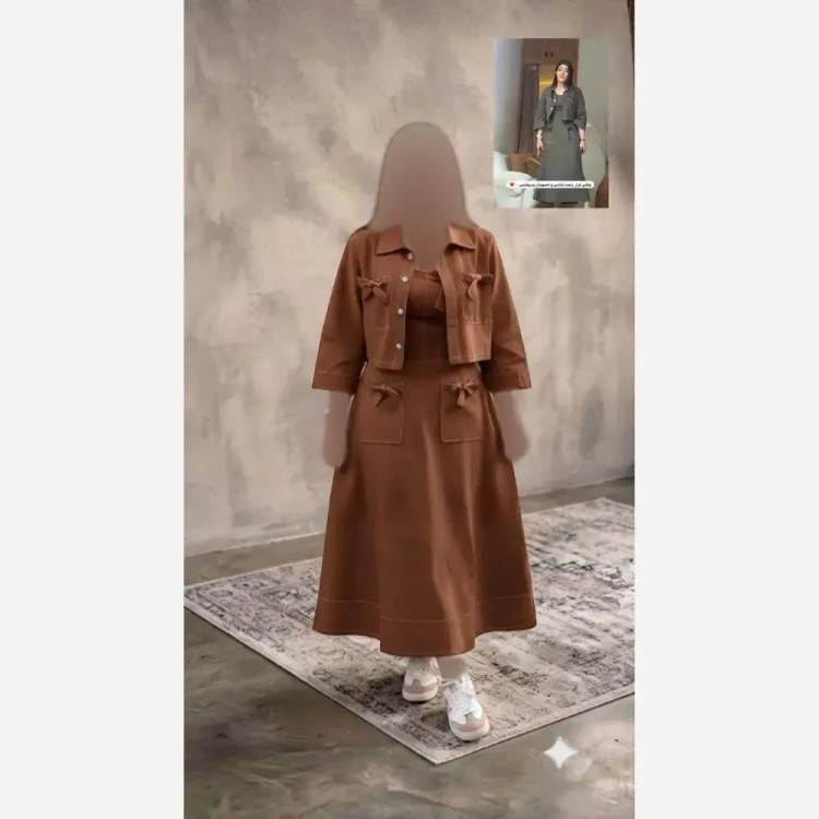 ست کت و سارافون زنانه مدل شکوفه جنس لنین سایز 38 تا 46