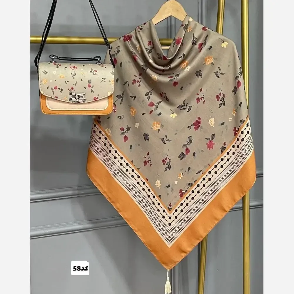 ست کیف و روسری گوچی مدل مخمل و چرم صنعتی به همراه روسری نخی منگولهدار
