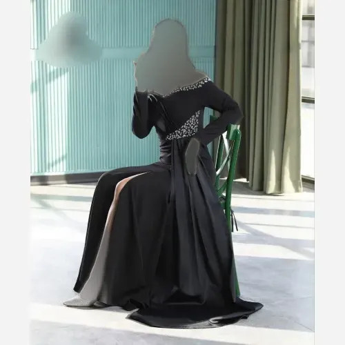 پیراهن زنانه مجلسی مدل نیلسا پارچه مازراتی و ساتن سنگدوزی شده سایز 38 تا 50