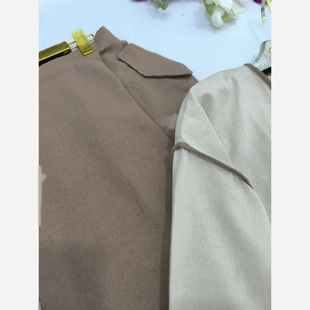 کت و دامن زنانه مدل خرسی جنس لینن در سه رنگ متنوع