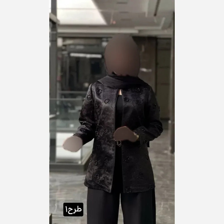 کت تک مجلسی زنانه مدل کاترین جنس ژاکارد ابریشم طرح دار با کریستال دوزی دستدوز سایز 38 تا 48