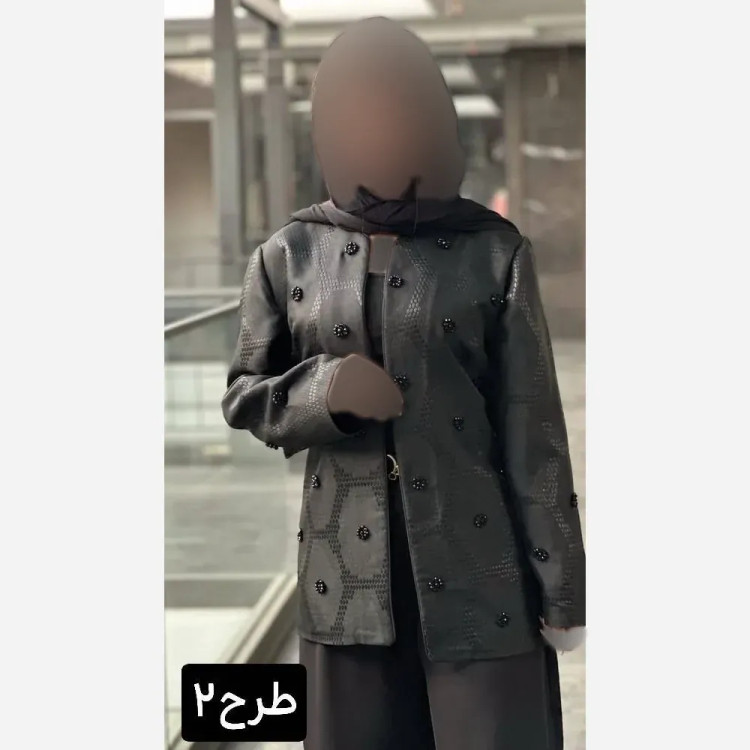 کت تک مجلسی زنانه مدل کاترین جنس ژاکارد ابریشم طرح دار با کریستال دوزی دستدوز سایز 38 تا 48