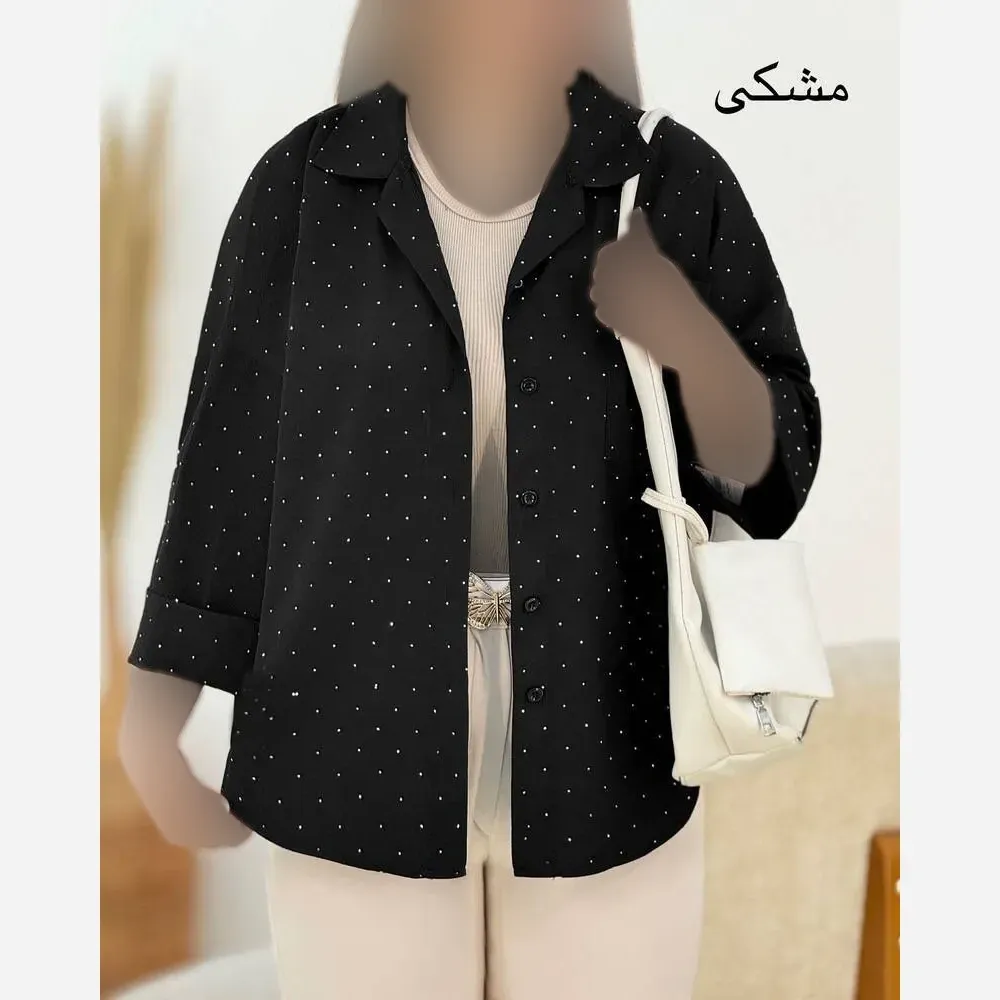 شومیز زنانه نگین دار جنس پری سایز بزرگ 46 تا 50
