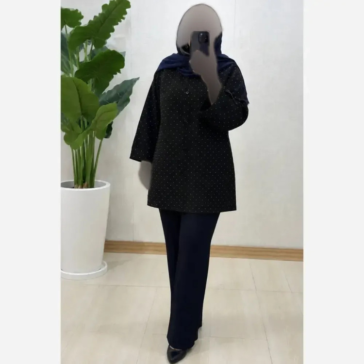 شومیز زنانه نگین دار جنس پری سایز بزرگ 46 تا 50