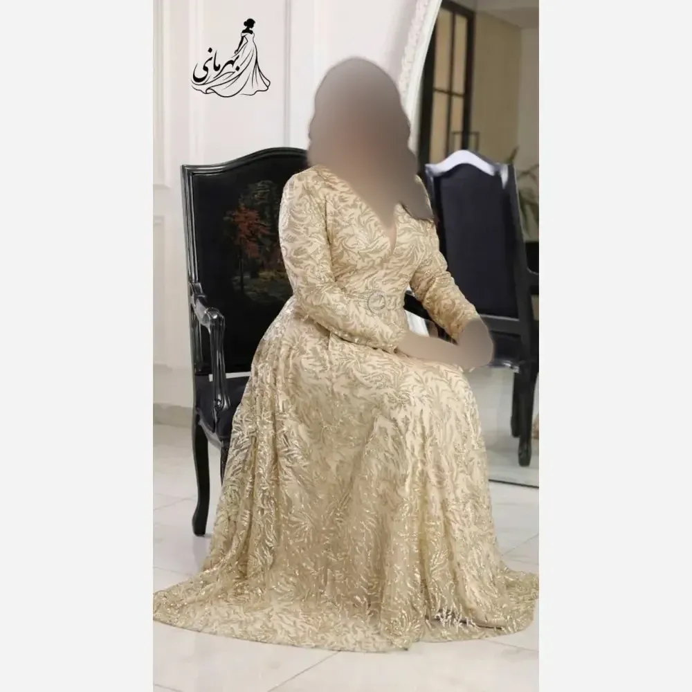 پیراهن مجلسی زنانه حریر سایز بزرگ کاپدار بالاتنه دانتل سنگدوزی شده مشکی