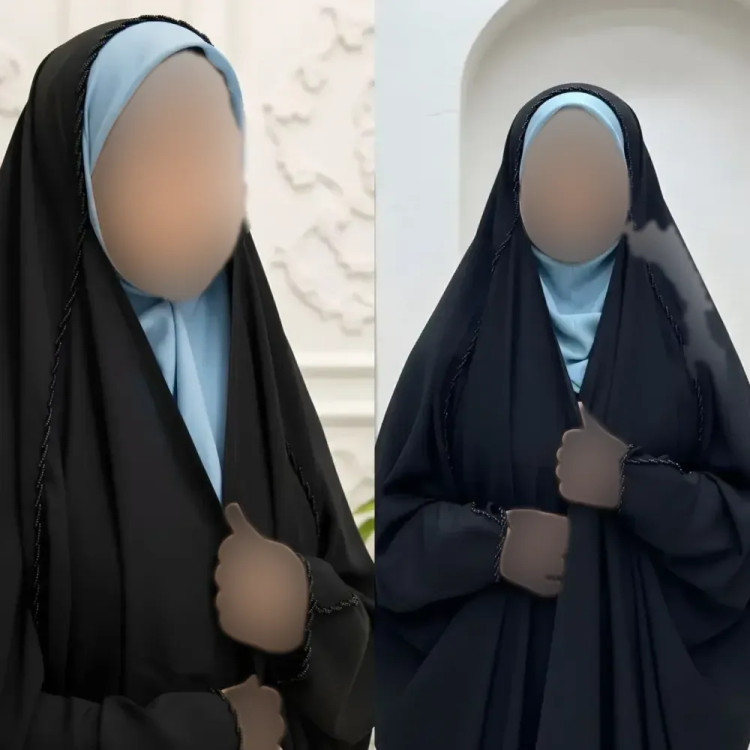 چادر جده دخترانه منجوقدوزی شده جنس کرپ حریرالاسود مشکی