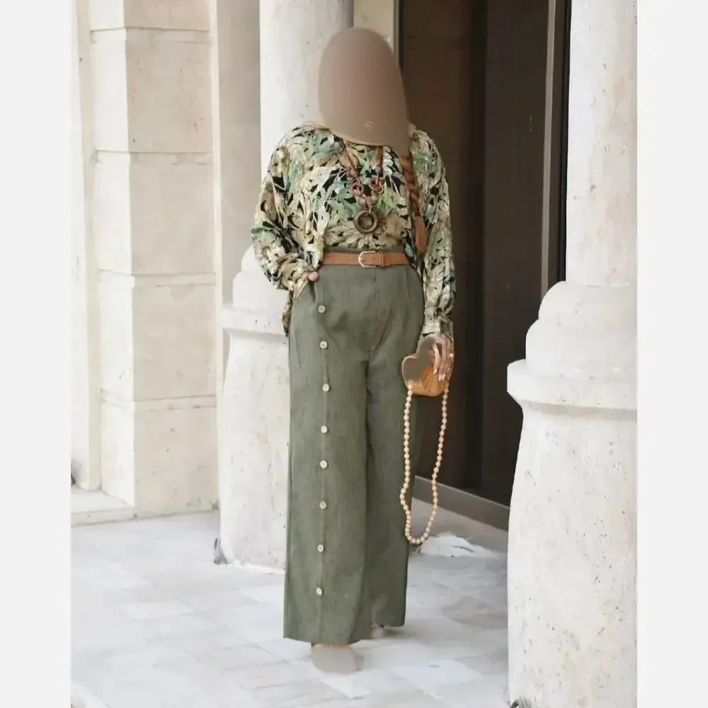 ست شومیز و شلوار زنانه جنس لینن مدل ترلان