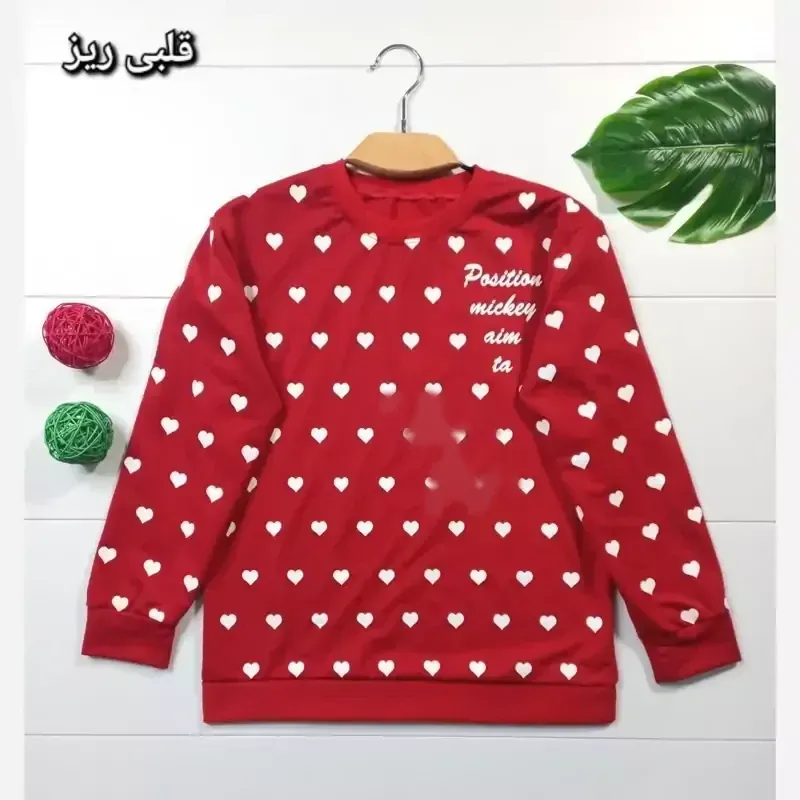 بلوز دخترانه و زنانه طرح دار قرمز جنس پنبه پلی استر سایز 38 تا 44