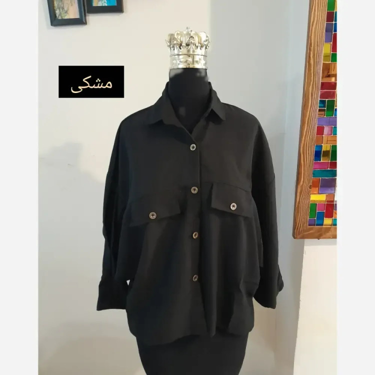 مانتو پانچ اسپرت دانشجویی دو جیب پارچه لینن سایز بزرگ