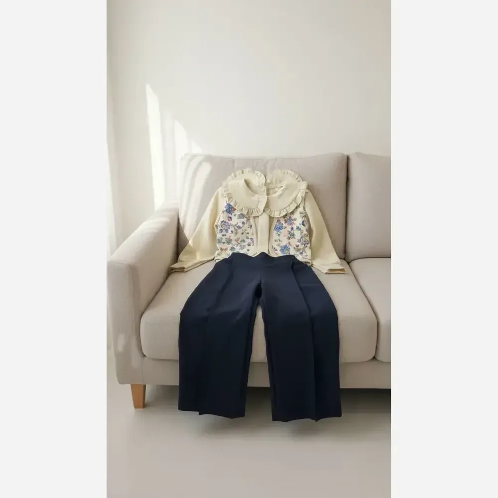 ست سه تیکه دخترانه مدل مه گل پارچه مازراتی