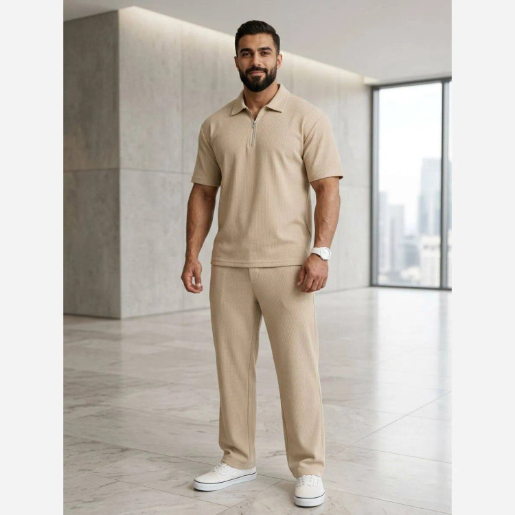 ست مردانه نیم زیپ مراکشی فیتیله ای کبریتی فری سایز باکسی