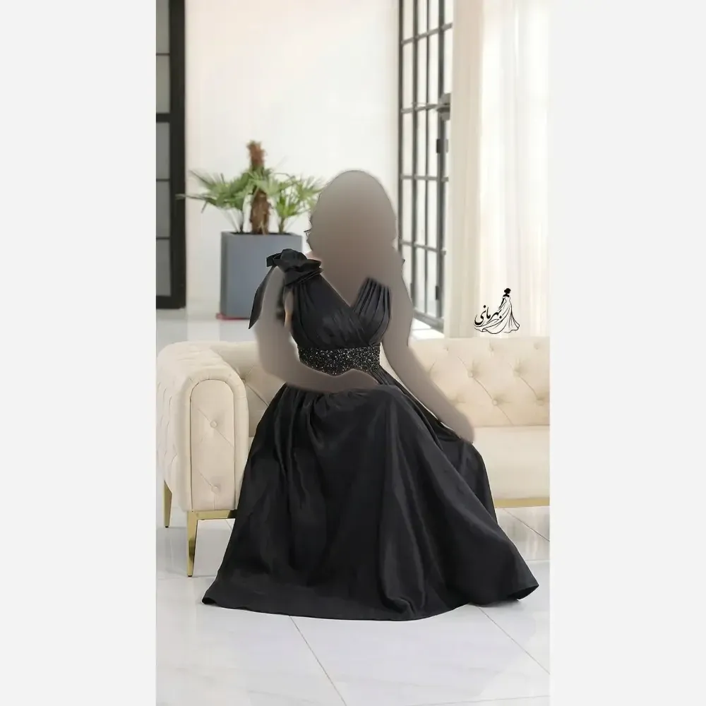 پیراهن مجلسی زنانه ساتن تافته مدل لاله دامن پرچین کاپدار سایز 36 تا 52