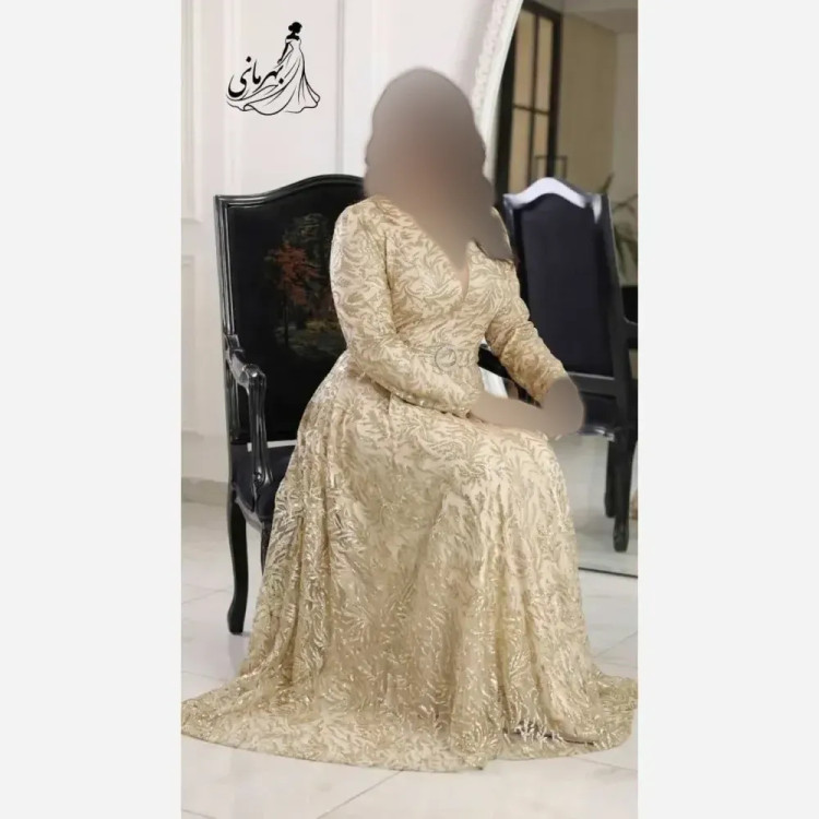 پیراهن مجلسی زنانه ساتن تافته مدل لاله دامن پرچین کاپدار سایز 36 تا 52