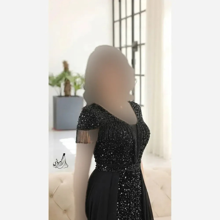 پیراهن مجلسی زنانه ساتن تافته مدل لاله دامن پرچین کاپدار سایز 36 تا 52