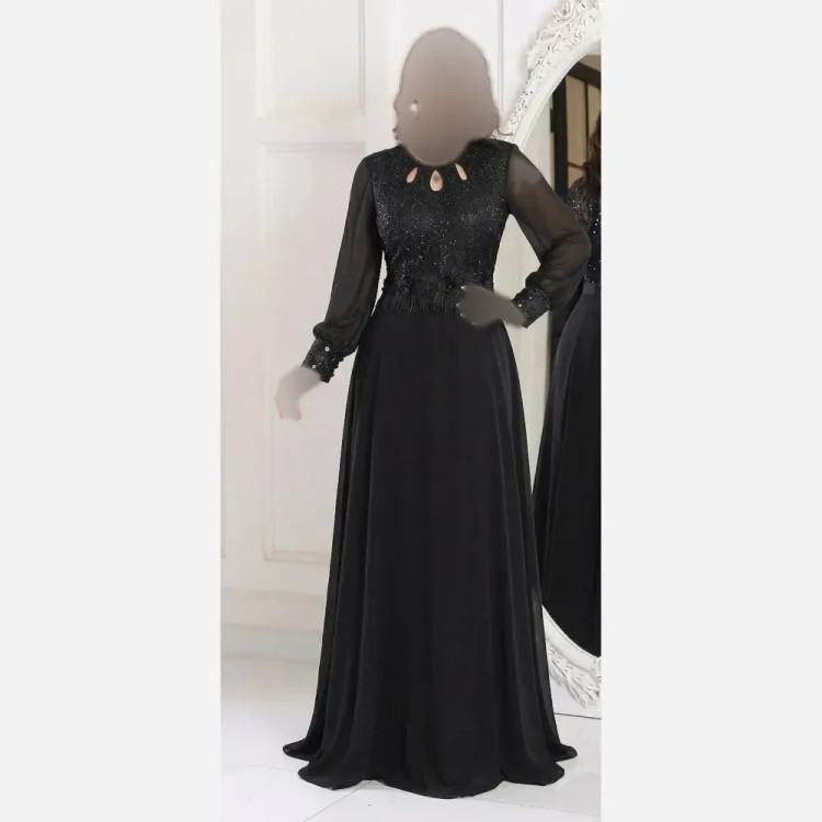 پیراهن مجلسی زنانه ساتن تافته مدل لاله دامن پرچین کاپدار سایز 36 تا 52