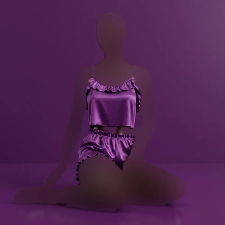 تاپ شورتک زنانه ساتن چین دار بند قابل تنظیم