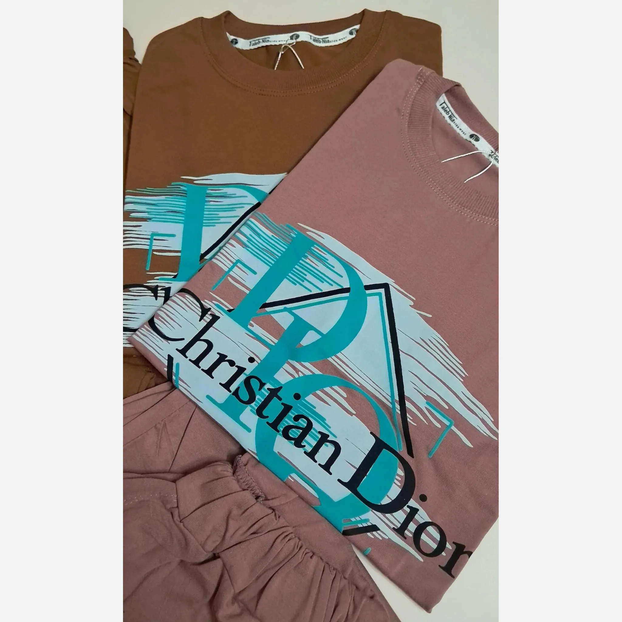 ست تیشرت پنبه لاکرا و شلوارک دورس پسرانه طرح dior