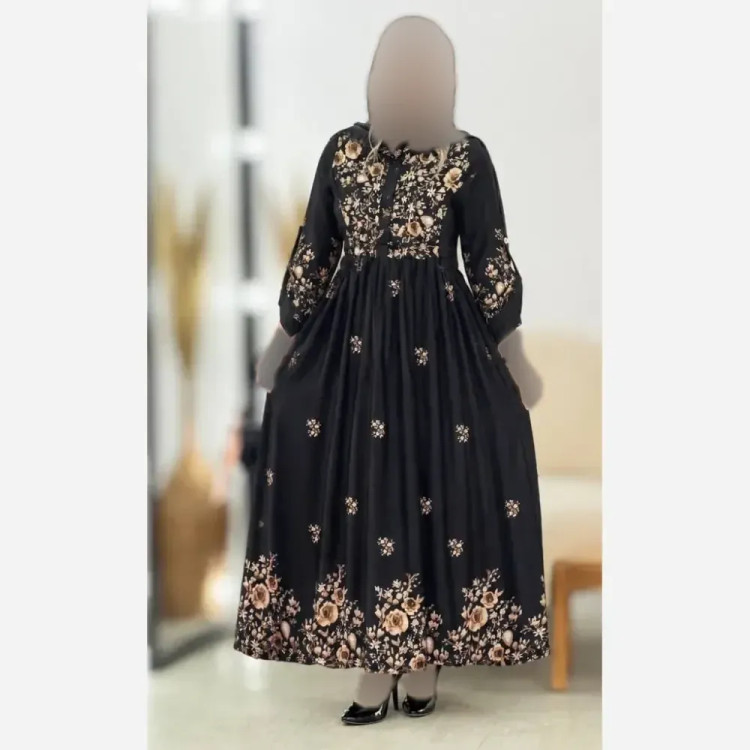 پیراهن زنانه مدل زنبق جنس بوگاتی درجه یک فری سایز 38 تا 46