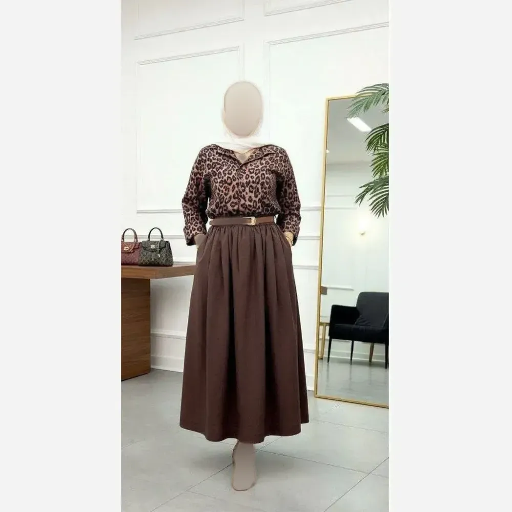 ست شومیز و دامن زنانه مدل آزاده جنس بوگاتی و لنین فری سایز 38 تا 46