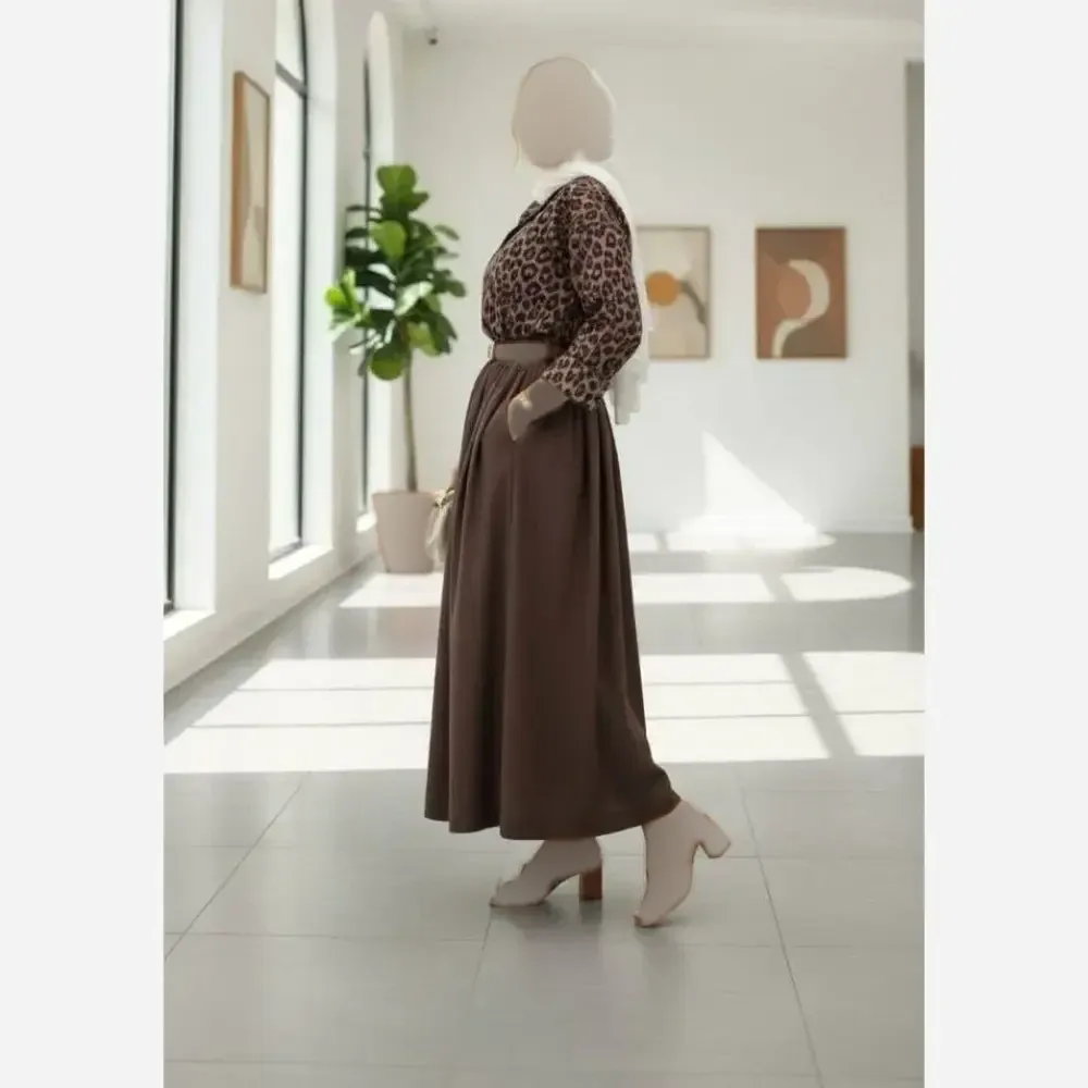 ست شومیز و دامن زنانه مدل آزاده جنس بوگاتی و لنین فری سایز 38 تا 46