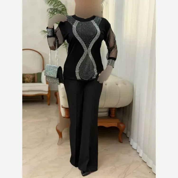 شومیز مجلسی زنانه مدل ساعت شنی جنس ویسکوز پنبه رنگ مشکی سایز فری 38 تا 48