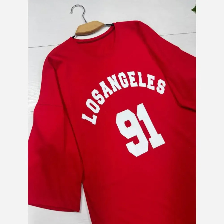 پیراهن زنانه طرح LOSANGELES 91 جنس پنبه گلکسی فری سایز 38 تا 46