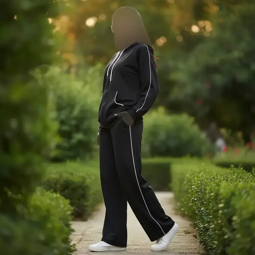 سویشرت شلوار زنانه نیلا جنس گلکسی اسپان ضخیم فری سایز تا 50 رنگ سبز و کرم