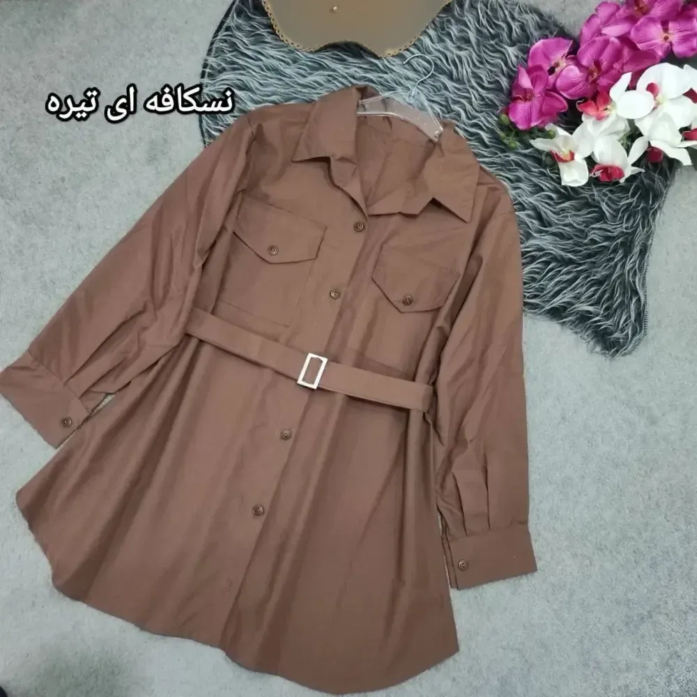 تونیک جیب گلدوزی جنس بنگال رنگ سفید فری سایز تا 48