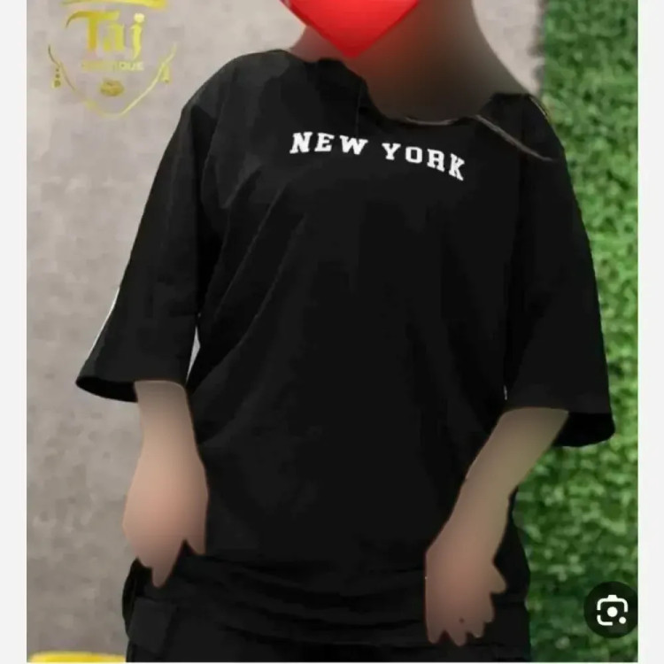 تیشرت باکسی نخ پنبه طرح نیویورک فری سایز