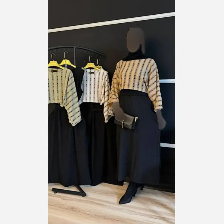 کراپ عروسکی نخ پنبه دورو مشکی فری سایز