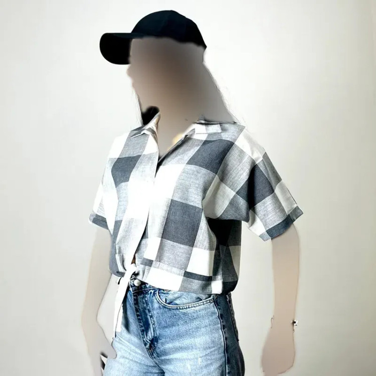 شومیز گره ای نخی آستین سه ربع