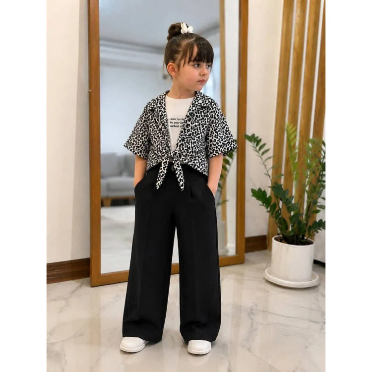 ست سه تیکه شومیز و تاپ و شلوار دخترانه تابستانی