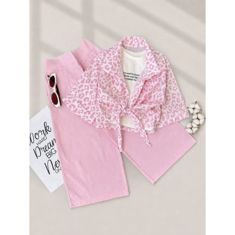ست سه تیکه شومیز و تاپ و شلوار دخترانه تابستانی