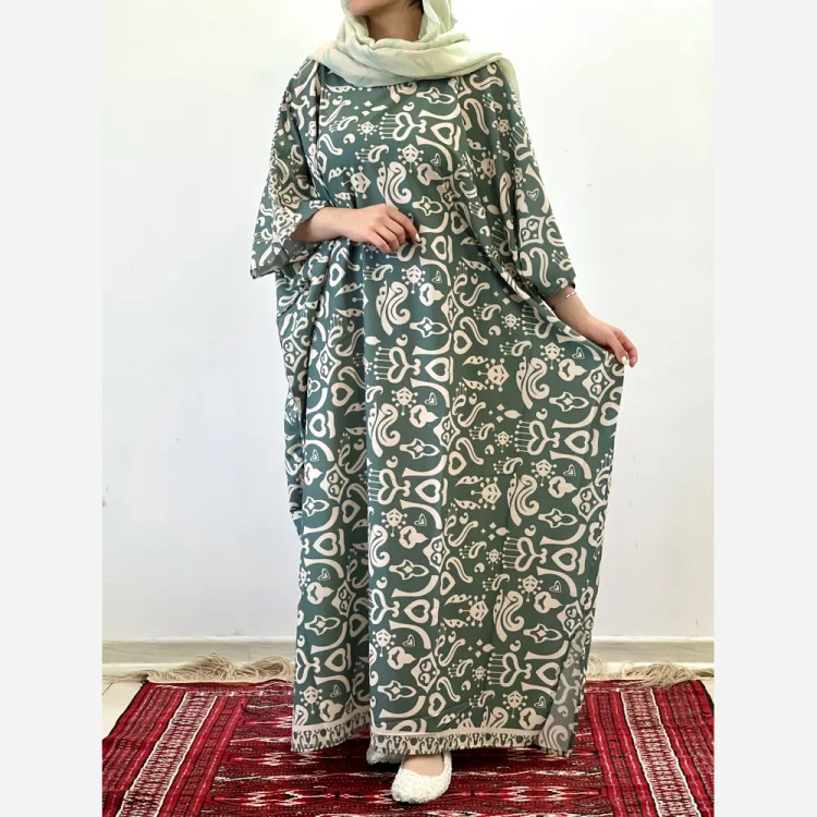 ساحلی خفاشی بوگاتی جنس کرپ نخ قد 135 فری سایز 38 تا 50