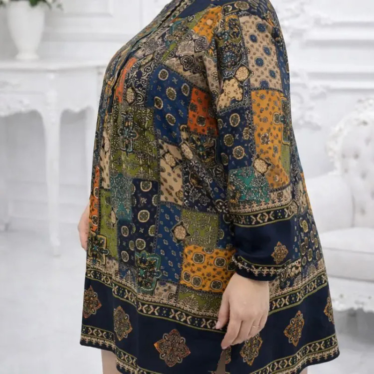 تونیک بیگ سایز زنانه طرح چهل تیکه ن نخ اندونزی خنک سایز بزرگ