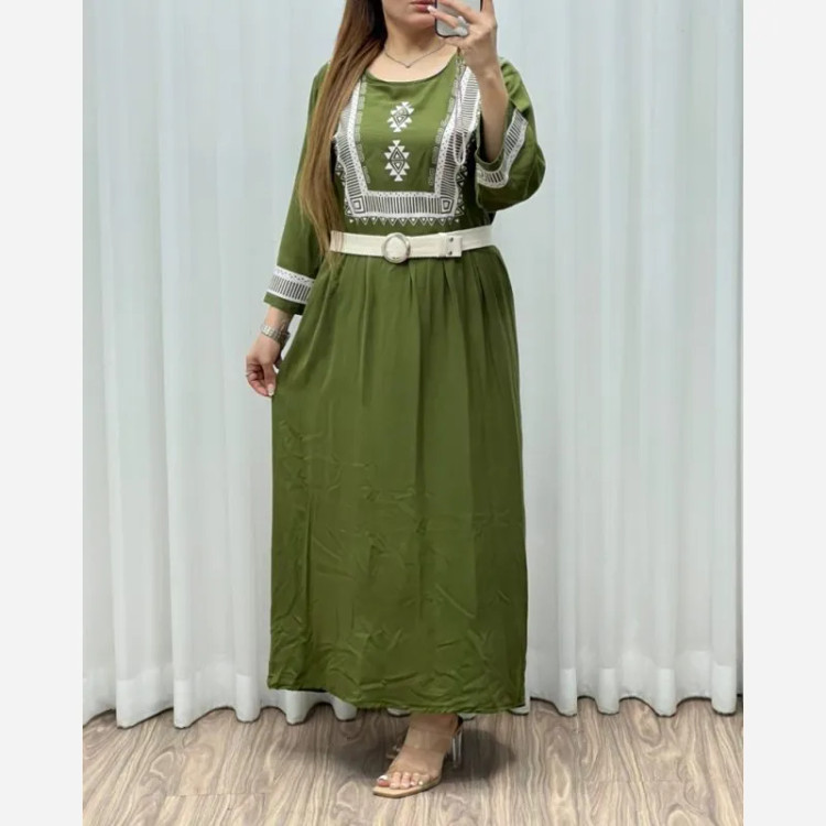 ساحلی نخی زنانه طرح سنتی بند دار فری سایز خنک تابستانی